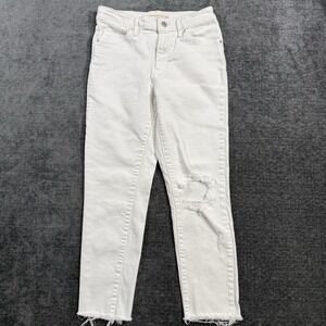 Levi's 721 High Rise Skinny Ankle Women's Size 28 White Distressed Jeans Stretch